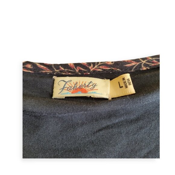 Faherty **Floral Prairie Dress** 100% Viscose Midnight Blue L - Picture 11 of 13